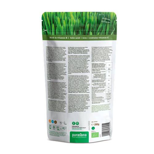 Bare gruri bio - Wheat grass raw powder 200 gr - Purasana